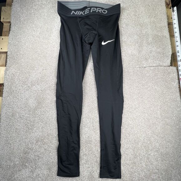 Men's Nike Pro 3/4 Spandex Running Tights Compression Pants M Black - Picture 1 of 5